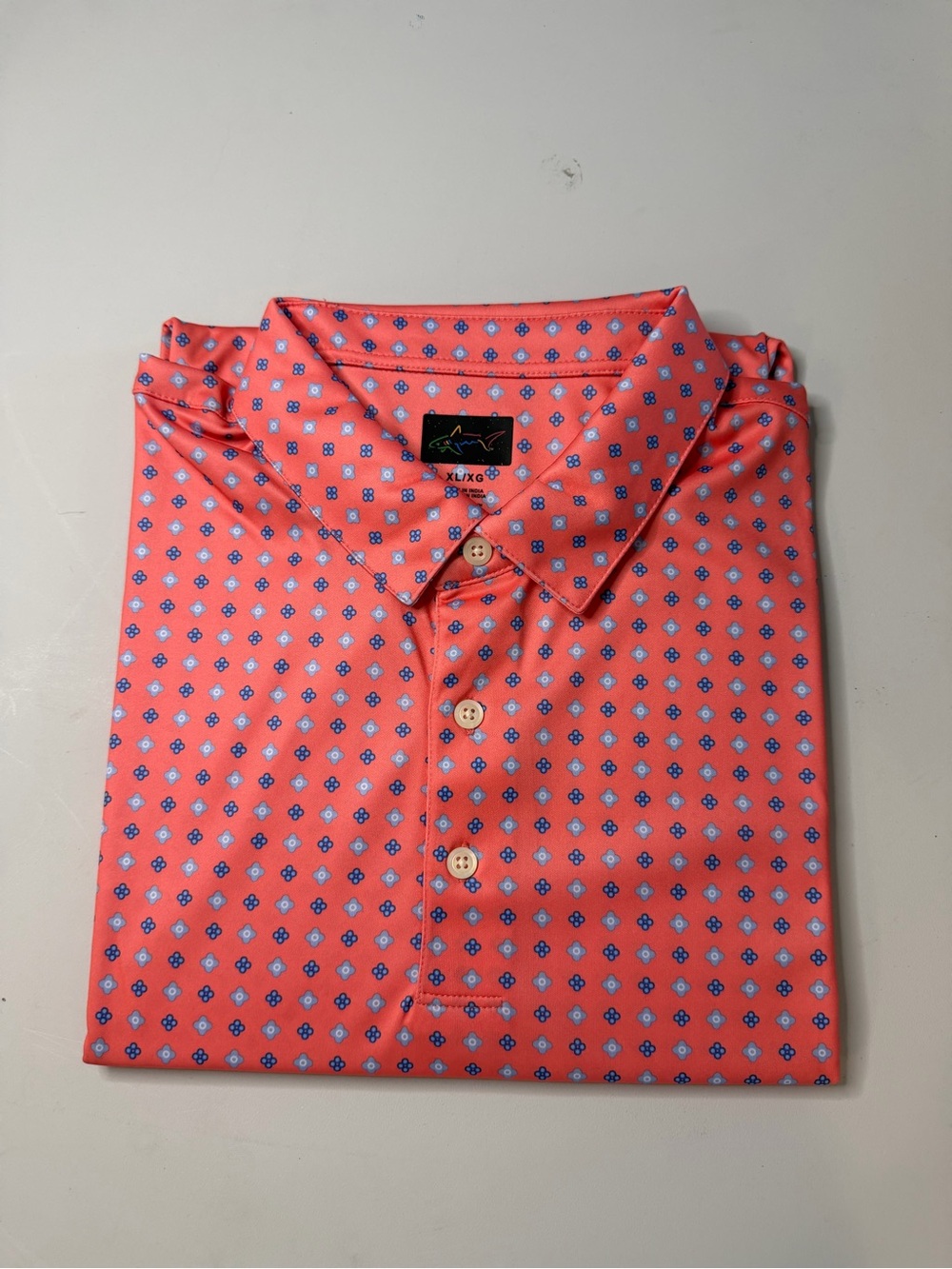 Greg Norman Men's Coral Golf Polo XL